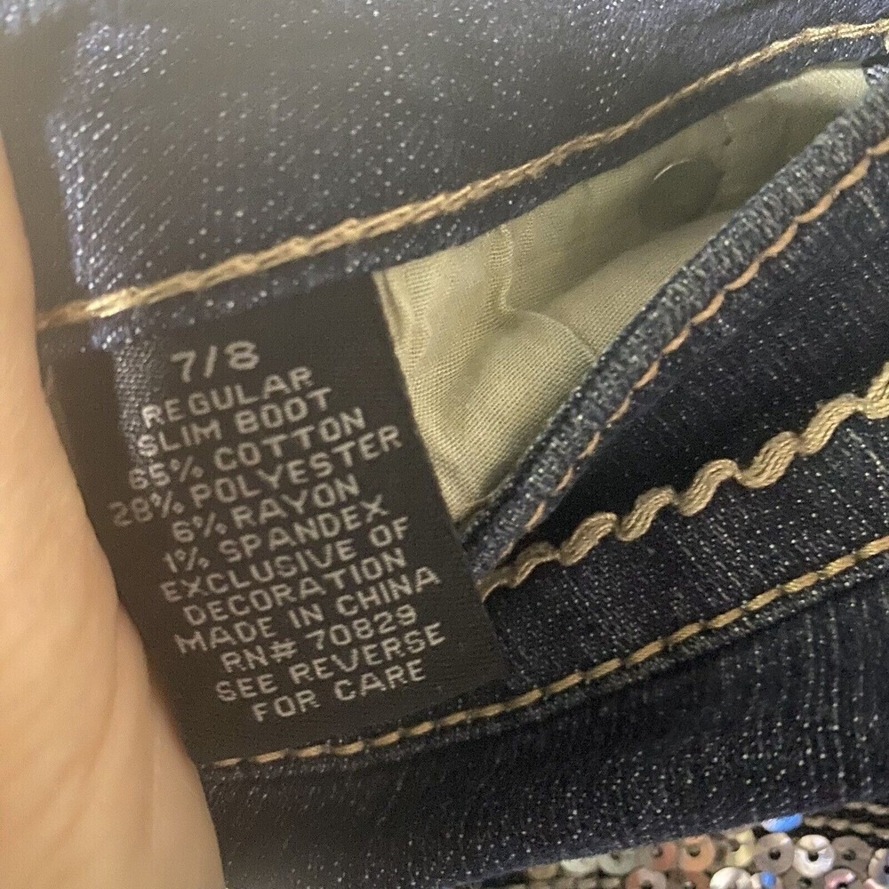 Twenty One Black Skinny Boot Jean Women 7/8 Medium Wash Blue Denim distressed - Picture 12 of 15